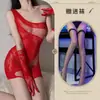 Ropa Interior Sexy e Interesante, Popular en Comercio Exterior Malla Transparente Roja Ajustada de una Pieza que Cubre la Cadera Estilo Princesa