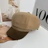 Sombrero Octogonal de Gamuza con Ala Empalmada, Nuevo para Otoño e Invierno, para Mujer, Sombrero de Periódico Retro Británico Versátil de Gama Alta para Mostrar el Rostro, Gorra de Pintor