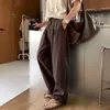 Pantalones de lino color albaricoque para hombre, ligeros y transpirables para verano, pantalones de pierna ancha estilo old money, pantalones casuales estilo coreano con caída relajada.