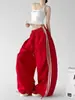 Calça Cargo Estilo Americano Nova Verão 2025 para Mulheres Retro Faixa Tripla Esportiva Reta Casual de Verão Calças de Jazz