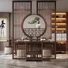 Tallado en Madera Dongyang Hecho a Medida Nuevo Estilo Chino Madera Maciza Celosía Puertas y Ventanas Antiguas Pantalla Divisoria Pared de Fondo Divisoria Moderna para Entrada