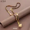 Bolsa Perfumada de Veludo Estilo Chinês Novo Feita à Mão com Strass, Colar de Pedra Olho de Tigre, Estilo Tendência Nacional, Corrente para Suéter de Cabacinha da Sorte e Prosperidade Atacado