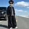 Traje para Menino Outono 2026 Novo Estilo Coreano Casaco de Lã Infantil Jaqueta de Menino Frio Camisa Conjunto de Três Peças Tendência