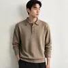 Moletom gola alta de luxo leve, estilo retrô americano para homens, nova coleção outono/inverno 2026, modelagem solta, manga longa, top de malha para usar como base