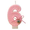 Velas digitales creativas de comercio electrónico transfronterizo, con un diseño de lazo en forma de corazón rosa, perfectas para cumpleaños, y disponibles exclusivamente en Amazon y AliExpress