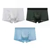 Huajielong Malha Texturizada Sem Costura Seda Gelada Roupa Íntima Masculina Cintura Média Masculina Tamanho Grande Respirável Boxer Masculino Pode Ser Enviado em Nome de