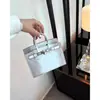 Bolso Mini de Cuero de Vaca de Primera Capa de Gama Alta, Cosido a Mano con Hilo de Cera, Patrón de Cocodrilo del Himalaya de Segunda Mano, 20cm, Costura Exterior, Color Platino
