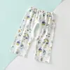 Calça Sete Pontos de Verão Abertura Inferior para Meninos e Meninas, Estilo Fino, Abaixo do Joelho, Calça com Proteção Anti-Vazamento, 0-3 Anos, Calça de Casa 100% Algodão