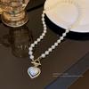 Cadena de clavícula con diseño de nicho de viento, estilo dulce, fresco y sexy, con perlas de amor, collar ligero de lujo para mujer, venta al por mayor