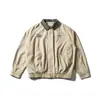 Ropa Vintage 25 Otoño Nuevo Retro Japonés Bordado de Letras Color de Contraste Cuello Solapa Chaqueta de Trabajo Abrigo para Hombre