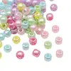 Contas acrílicas peroladas de cor sólida, 8x6mm, com quatro furos, para materiais de correntes de celular feitas à mão, pulseiras, colares e acessórios de joias DIY