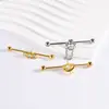 Pendientes de Acero Inoxidable Galvanizado Cilíndricos con Película Brillante, Doble Agujero, Cadena de Cinco Estrellas, Rosca Externa, Pendientes Largos