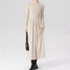 Vestido de Punto Francés de Cuello Medio Alto para Llevar Debajo de un Abrigo, Ropa Femenina Transfronteriza, Nuevo Estilo Otoño e Invierno, Vestido Suéter Adelgazante que Ceñe la Cintura