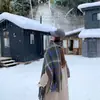 Cachecol Xadrez Colorido de Imitação de Caxemira para Mulheres Estilo Coreano Outono e Inverno Estudante Versátil Longo Quente Uso Duplo Xale Casual