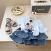 Falda Corta de Mezclilla de Verano para Niñas Estilo Western para Bebé para Niños Personalizada de Marca Trendy Estilo Coreano a la Moda Celebridad de Internet Falda de Pastel con Volantes