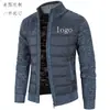 Comércio exterior quente transfronteiriço outono e inverno masculino novo suéter com forro de fleece cardigan listrado com capuz para meia-idade casaco suéter