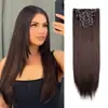 Peças de Peruca Europeias e Americanas Transfronteiriças em Estoque 16 Cartões Conjunto de 6 Peças de Extensões de Cabelo Fibra Química Cabelo Longo Reto Feminino Extensões de Cabelo com Clipe Conjunto