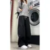 Pantalones Casuales Largos para Hombre de High Street Americano, Azul Marino, Corte Diagonal, Secado Rápido, Delgados de Verano, Buena Caída, Pierna Recta Holgada, Estilo Bad Boy