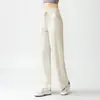 Pantalones de Yoga con Caída para Primavera y Otoño Micro-Acampanados con Corte de Línea Central 3D Cintura con Cordón Estilo Bolsillo Pantalones Casuales de Fitness para Mujer
