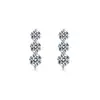 Brincos de Prata S925 com Pingente de Três Pedras e Moissanita, Brincos Longos de Fio, Simples, Brilhantes, para Banquete, Uso Diário, Acessórios Femininos