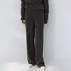 Pantalones de Cachemira Nuevos de Otoño e Invierno para Mujer Sueltos Adelgazantes de Cintura Alta Pierna Recta Casuales Versátiles de Pierna Ancha Pantalones Largos de Punto