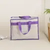 Saco de embalagem transparente de PVC com quatro peças, saco de armazenamento portátil com zíper para cobertor e edredom, fabricante personalizado atacado transfronteiriço