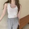 Camisola de verano sin mangas con rosca para mujer, prenda exterior en forma de I, ajustada, adelgazante, de color liso, con cuello bajo