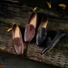 Mocassins de Couro Genuíno para Mulheres, Sapatos Rasos de Couro Envelhecido, Novo Estilo Outono, Couro Genuíno, Sapatos Rasos de Couro Macio Envelhecido para Mulheres