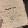 "Colección de Poesía Moonlight" Estilo Minimalista Gato de Ojo de Hielo Transparente Collar de Mariposa Combinado con una Cadena para Clavícula de Vestido para Mujer, Estilo Fresco y Discreto