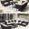Sofá de Exterior, Muebles de Mimbre para Patio, Impermeable y Resistente al Sol, Aleación de Aluminio, Balcón Terraza de Villa, Invernadero de Exterior, Silla de Mimbre para Casa de Huéspedes