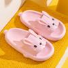 Zapatillas de suela gruesa para mujer, de verano, para interiores, con diseño de conejo, para padres e hijos, antideslizantes, con sensación de excrementos, para uso exterior