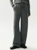 Pantalones de cachemir relajados y casuales con cordón, pantalones de pierna ancha para mujer, pantalones largos de punto con caída fluida, pantalones casuales