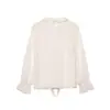 Atacado Transfronteiriço Amazon Verão 2025 Nova Moda Feminina Camisa de Manga Longa Elegante com Design de Tule Decorativo em Camadas