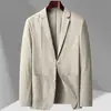 Traje Casual para Hombre Primavera y Verano 2025 Lujo Ligero Delgado Negocios Individual Occidental Color Sólido Traje Arrugado Chaqueta para Hombre