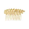 Diadema de Hojas Nupciales al por Mayor Transfronteriza Europea y Americana Peine para el Cabello de Hoja Dorada Diosa Diadema Pulsera Juego de Pendientes de Perla