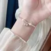 Pulseira de pérolas em prata de lei S925 para mulheres, pulseira simples e fofa com um design delicado e fofo, acessório de joia de alta qualidade