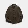 Camisa Retrô Listrada Vertical Estilo Japonês Primavera e Outono 2025 Solta Versátil Casual Estilo Universitário Manga Longa para Meninos e Meninas