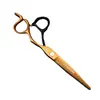 Tijeras de Peluquería Naipson de 6.0 pulgadas, Mango con Muesca Negro y Dorado, Tijeras para Cortar el Cabello, Tijeras Planas, Tijeras para Flequillo, Tijeras Entresacadoras