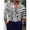 Camisas Nuevas para Hombre de Venta Caliente de Exportación Europea y Americana Transfronteriza, Tops de Manga Larga con Cuello de Moda Estampado Digital 3D Fresco