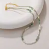 Collar de Perlas de Agua Dulce Aventurina Verde Circonita Cúbica Verde Acero Chapado en Oro Real En Stock Venta al por Mayor Fuente Transfronteriza Fábrica Original