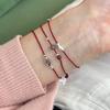 Pulsera de Plata de Ley 925 con Pez Pequeño, Gato, Jade y Cordón Rojo para Mujer, Simple, Tejida a Mano, Linda, Dulce, B3303