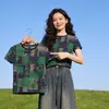 Camiseta de Manga Corta con Estampado de Letras Retro para Mujer, Verano Holgada, Nuevo Estilo Coreano 2026, Top de Hermoso Diseño para Mujer