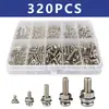 Amazon Transfronterizo Set de 320 Piezas de Tornillos de Cabeza Redonda Ranurada, Tuercas y Arandelas M2 M2.5 M3 M4 M5