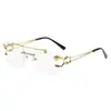 Gafas de Sol Redondas con Borde Cortado Doble Puente Cabeza de Leopardo para Hombres y Mujeres Gafas de Sol Anti-UV Gafas de Sol de Moda para Hombres Gama Alta