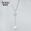 Plata de Ley s925 Colgante Redondo de Diamante CD Coreano Dongdaemun Collar Elegante con Borlas para Celebridades de Internet Cadena de Lana Costura de Punto