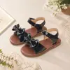 Sandalias Ligeras Resistentes al Desgaste para Niñas Pequeñas de Uso Diario Multicolores con Lazo Brillante Estilo Retro Pastoral