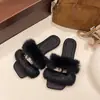 Pantuflas cuadradas mullidas de otoño e invierno con hebilla y pelo para mujer, pantuflas de algodón para usar en exteriores, pantuflas sin cordones estilo Chanel de moda 2026