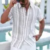 Camisa de Manga Corta Calada Estilo Resort de Amazon para Hombre Camisa de Verano Transfronteriza