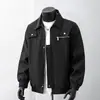 Chaqueta de trabajo de moda para hombre, color liso, con cremallera decorativa, cuello de solapa, versátil, para primavera y otoño, estilo casual transfronterizo