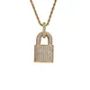 Joyería Hip-Hop Europea y Americana Candado Pequeño de Cobre Candado Colgante de Personalidad ins Cobre Incrustado Circonio Collar para Hombre